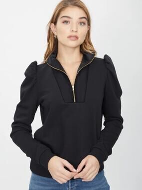 GENERATION LOVE Black Nariah zip puff-sleeve sweatshirt Small S